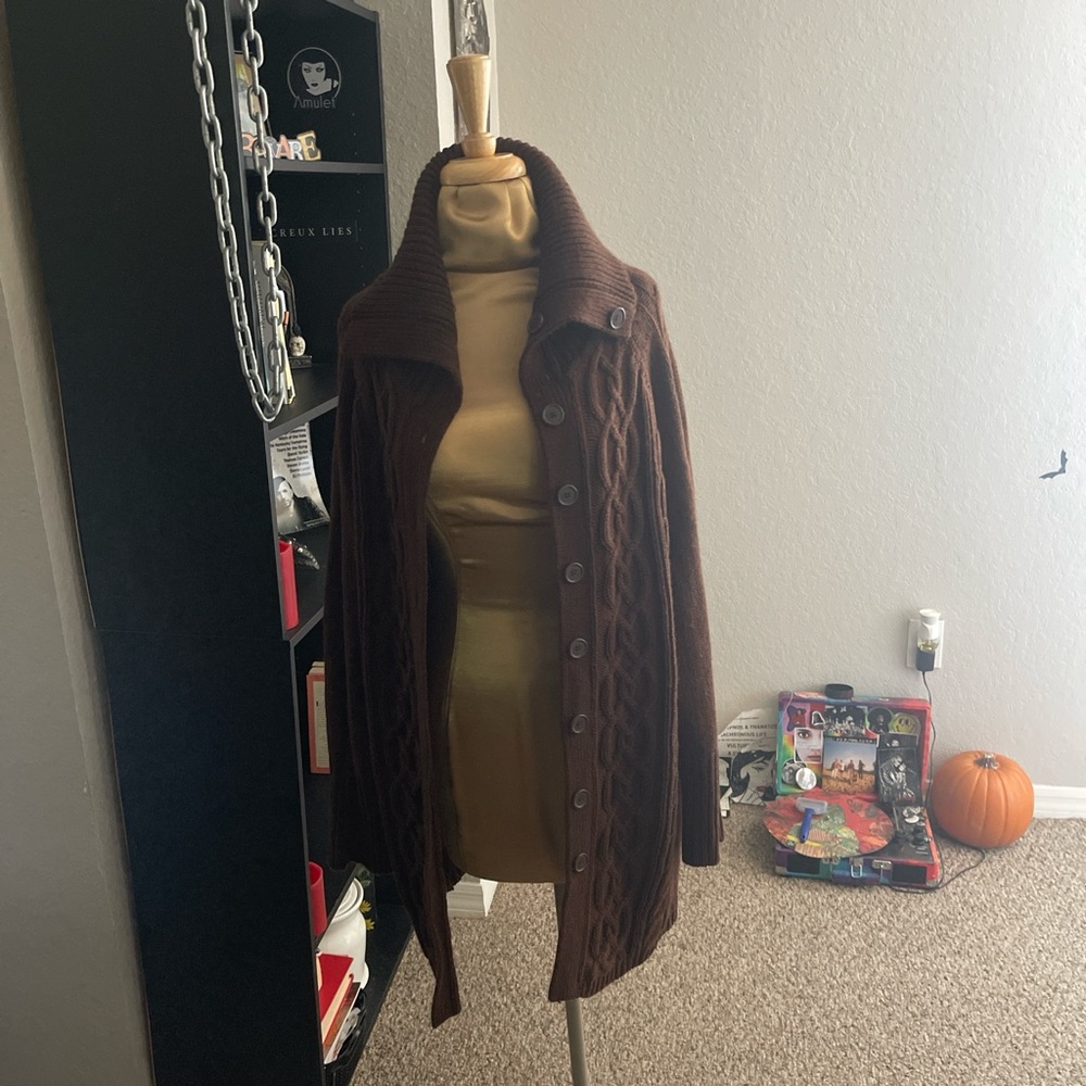 Brown Cable Knit Women's Coat